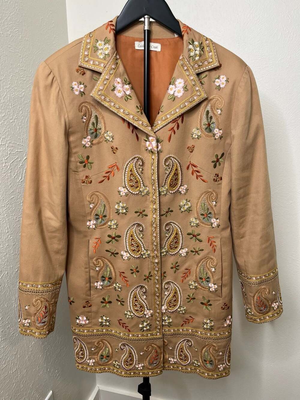 Embroidered Paisley Floral Boho Art to Wear Coat Jacket
